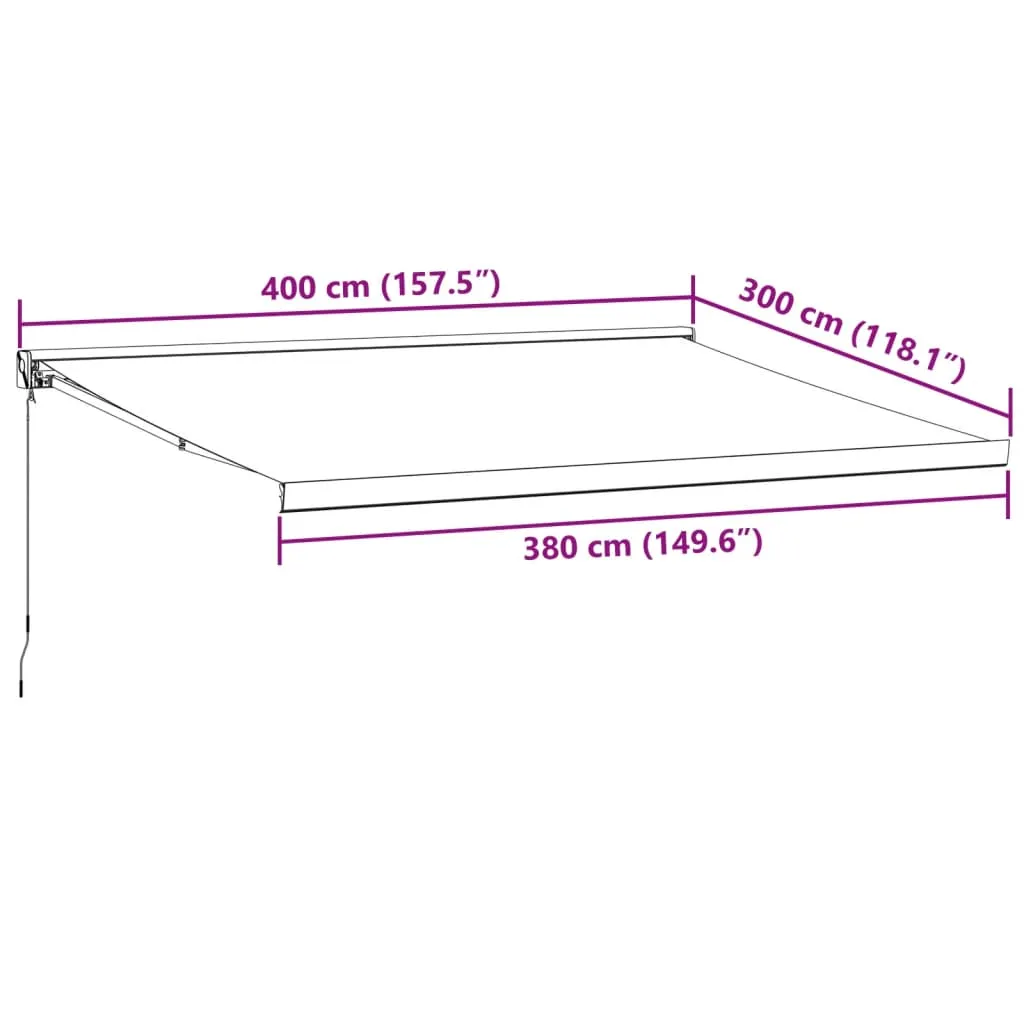 vidaXL Retractable Awning Anthracite and White 4x3 m Fabric&Aluminium