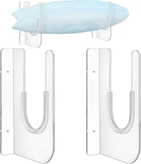 Yousoontic Surfboard Wall Mount Rack Clear Acrylic Wall Surfboard Display Vertical Storage Holder for Short Board Holds 50 Lbs
